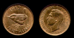 Великобритания 1942 г. • KM# 843 • 1 фартинг • Георг VI • воробей • регулярный выпуск • MS BU ( кат.- $6,00 )