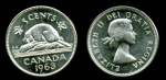 Канада 1963 г. • KM# 57 • 5 центов • Елизавета II • бобр • MS BU