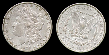 США 1887г. KM # 110 / 1$ МОРГАН СЕРЕБРО / AUNC / ГЕРБЫ