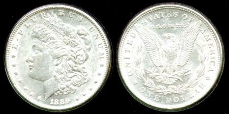 США 1889г. KM # 110 / 1$ МОРГАН СЕРЕБРО / MS BU GEM!!! / ГЕРБЫ