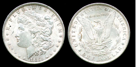 США 1889г. KM # 110 / 1$ МОРГАН СЕРЕБРО / BUNC / ГЕРБЫ