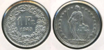 Швейцария 1945 г. B (Берн) • KM# 24 • 1 франк • серебро • регулярный выпуск • BU-