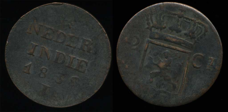 Голландская Ост-Индия 1838 г. J • KM# 291 • 2 цента • регулярный выпуск • F-