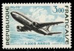 Франция 1973 г. • Iv# 1751 • 3 fr. • гражданские самолеты, Airbus A-300 • MNH OG VF