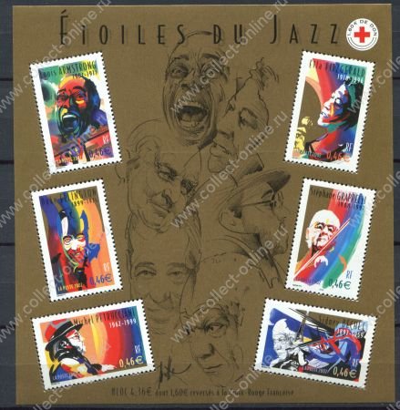 Франция 2002 г. • Iv# BF 50 • €2.76 • Звёзды джаза • блок  • MNH OG VF ( кат. - €9 )