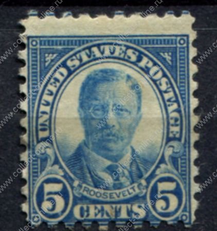 США 1923-1926 гг. • Sc# 586 • 5 c. • Теодор Рузвельт • стандарт • MNG F-VF ( кат. -$20- )