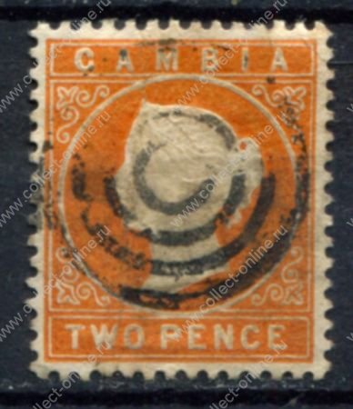 Гамбия 1886-1893 гг. • Gb# 25 • 2 d. • Королева Виктория • стандарт • Used XF ( кат. - £10 )