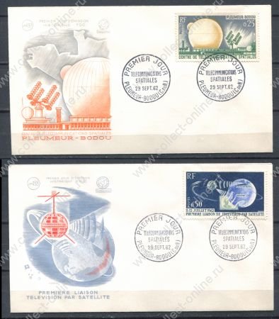 Франция 1962 г. • Mi# 1413-1414 • Космический центр Плёмёр-Боду • КПД(2)