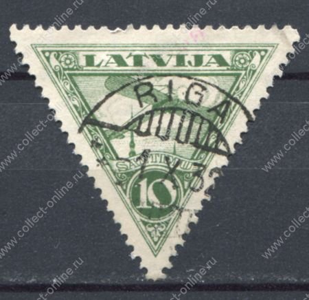 Латвия 1928 г. • Mi# 129 • 10 s. • аэроплан • авиапочта • Used VF