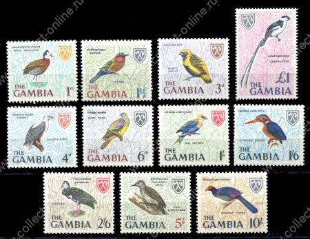 Гамбия 1966 г. • Gb# 234..245 • 1 .. £1 • Птицы • 11 марок • MNH OG VF