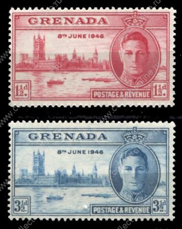 Гренада 1946 г. • Gb# 164-165 • Выпуск Победы • полн. сения • MNH OG VF