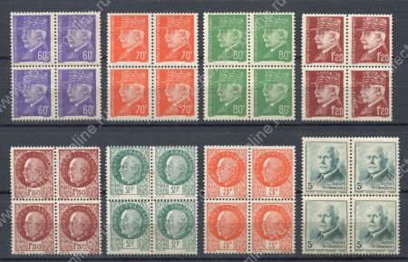 Франция 1941-1942 • Маршал Петен • 60 c.- 5 fr. • стандарт • кв. блоки • MNH OG VF*