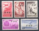 Монако 1945 г. • Mi# 297-301(Sc# CB1-5) • надпечатки нов. номиналов • авиапочта • полн. серия • MNH OG VF