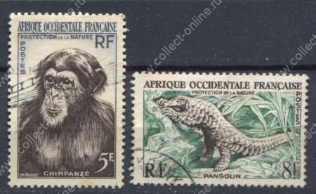 Французская Западная Африка 1955 г. • Iv# 51-52 • 5 и 8 fr. • Охрана природы • дикие животные • полн. серия • Used VF