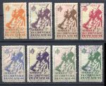 Французская Западная Африка 1945 г. • Iv# 7 .. 22 • 50 c. .. 20 fr. • африканские воины • 8 марок • Used VF ( кат. - €6 )