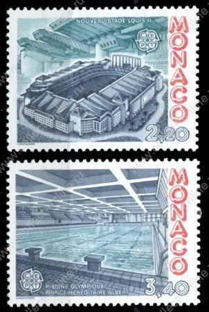 Монако 1987 г. • SC# 1563-1564 • 2.20 и 3.40 fr. • Спортивные сооружения • полн. серия • MNH OG VF ( кат.- $ 7 )