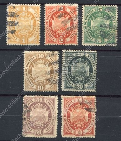 Боливия 1894 г. • SC# 40-46 • 1 - 100 c. • государственный герб • полн. серия • Used VF ( кат. - $ 40 )