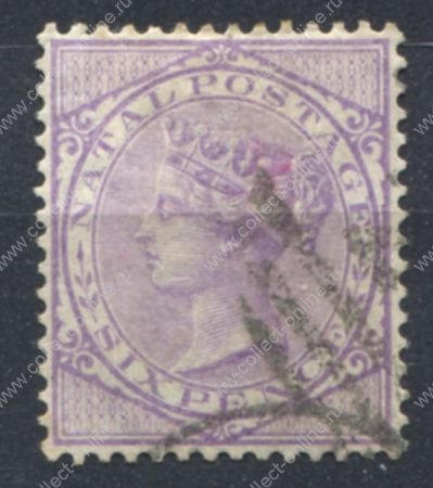 Наталь 1874-1879 гг. • Gb# 70 • 6 d. • Королева Виктория • стандарт • Used VF ( кат.- £ 9 )