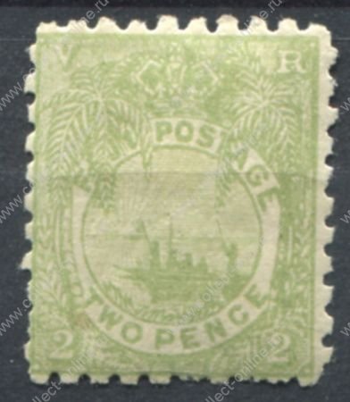 Фиджи 1891-1902 гг. • Gb# 78 • 2 d. • местное каноэ (перф. 10) • стандарт • MH OG VF ( кат. - £120 )