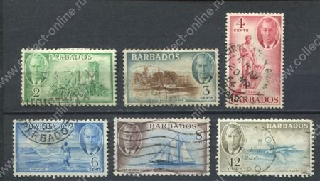 Барбадос 1950 г. • Gb# 272-277 • 2 - 12 c. • Георг VI • основной выпуск ( 6 марок ) • Used VF ( кат.- £ 15 )