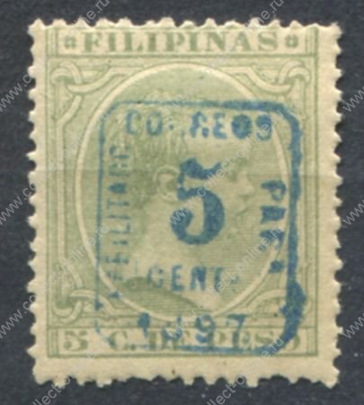 Филиппины 1897 г. • SC# 181 • 5 c. на 5 c. • надп. нов. номинала • стандарт • MH OG VF