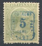 Филиппины 1897 г. • SC# 181 • 5 c. на 5 c. • надп. нов. номинала • стандарт • MH OG VF