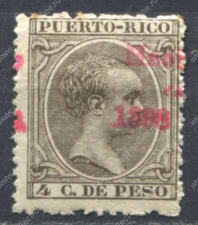 Пуэрто-Рико 1898 г. • SC# 162 • 4 c. • король Альфонс XIII • надпечатка • разновидность! • стандарт • MH OG VF