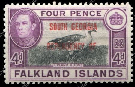 Фолклендские о-ва • Южная Георгия 1944-1945 гг. • Gb# B5 • 4 d. • Георг VI • основной выпуск • надпечатка • MLH OG XF