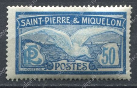 Сен-Пьер и Микелон 1922-1928 гг. • Iv# 114 • 50 c. • осн. выпуск • чайка • MH OG VF