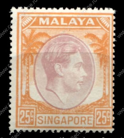 Сингапур 1948-1952 гг. • Gb# 25 • 25 c. • Георг VI • стандарт • MH OG VF