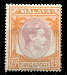 Сингапур 1948-1952 гг. • Gb# 25 • 25 c. • Георг VI • стандарт • MH OG VF