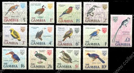 Гамбия 1966 г. • Gb# 233-45 • ½ - £1 • Птицы • полн. серия(13 марок) • MLH OG VF ( кат. - £10 )