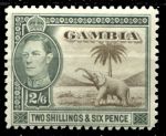 Гамбия 1938-1946 гг. • Gb# 158 • 2s.3d. • Георг VI • основной выпуск • слон под пальмой • MH OG VF ( кат. - £15 )