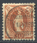 Швейцария 1891-1899 гг. • SC# 95 • 30 r. • "Швейцария" со щитом • перф. - 11½:11 • стандарт • Used XF