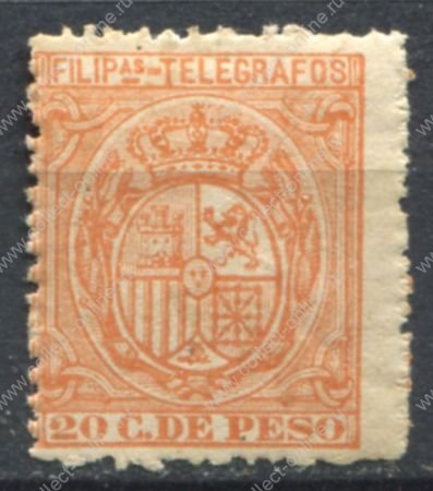 Филиппины 1895 г. • 20 c. • Герб Испании • телеграфный выпуск • MH OG VF