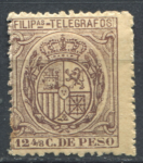Филиппины 1895 г. • 12 4/8 c. • Герб Испании • телеграфный выпуск • MNG VF