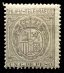 Филиппины 1895 г. • 1 c. • Герб Испании • телеграфный выпуск • MH OG VF