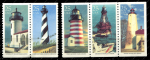 США 1990 г. • SC# 2470-4 • 25 c.(5) • Американские маяки • полн. серия • MNH OG VF ( кат.- $ 8 )