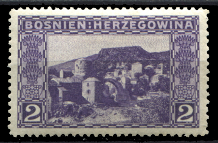 Босния и Герцеговина 1906 г. • SC# 31 • 2 h. • осн. выпуск • вид на город Мостар • MH OG VF