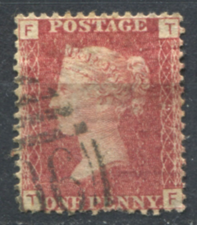 Великобритания 1858-1879 гг. • Gb# 44 (pl. 157) • 1 d. • Королева Виктория • Used VF ( кат.- £3 )