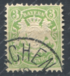 Бавария 1881 г. • Mi# 47 • 3 pf. • Герб Баварии • стандарт • Used VF ( кат.- € 1,2 )