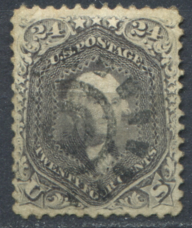 США 1861-1866 гг. • SC# 78b • 24 c. • Джордж Вашингтон • серая • USED VF ( кат. - $400 )