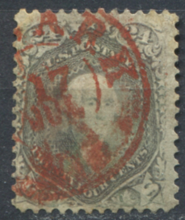 США 1861-1866 гг. • SC# 78b • 24 c. • Джордж Вашингтон • серая • USED XF ( кат. - $400++ )