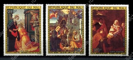 Мали 1975 г. • Mi# 514-516 • 290 - 370 fr. • Рождество, религиозная живопись • полн. серия • MNH OG VF