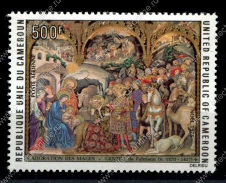 Камерун 1975 г. • Mi# 815 • 500 fr. • Рождество, религиозная живопись • авиапочта • MNH OG VF