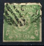 Перу 1868 г. • Sc# 14 • 1 d. • национальный герб • стандарт • Used F-VF*