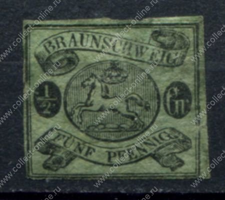 Брауншвейг 1861 • Mi# 10 • ½ gr. • олень • в.з. почтовый рожок • MPOG F-VF ( кат. - €50 )