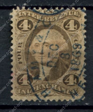 США 1862-1871 гг. • Sc# R20с • 4 c. • фискальный выпуск • Used VF