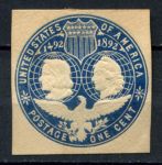 США 1893 г. • Sc# U348 • 1 c. • Колумбова выставка • вырезка • Mint VF