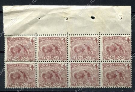 Французская Гвиана 1904-1907 гг. • Iv# 51 • 4 c. • муравьед • стандарт • блок 8 марок • MNH OG XF